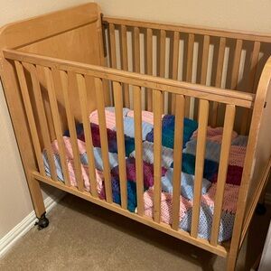 Handmade Patchwork Mini Crib Cover Sheet Blanket Multicolor 35” x 29”  Afghan